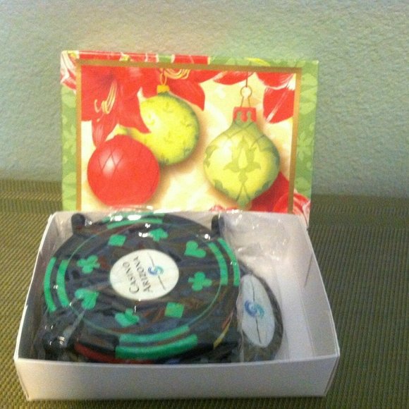 New! Casino Arizona Logo Faux Chip Drink Coaster ~ Set of 4 ~In Christmas Box! - Picture 2 of 3